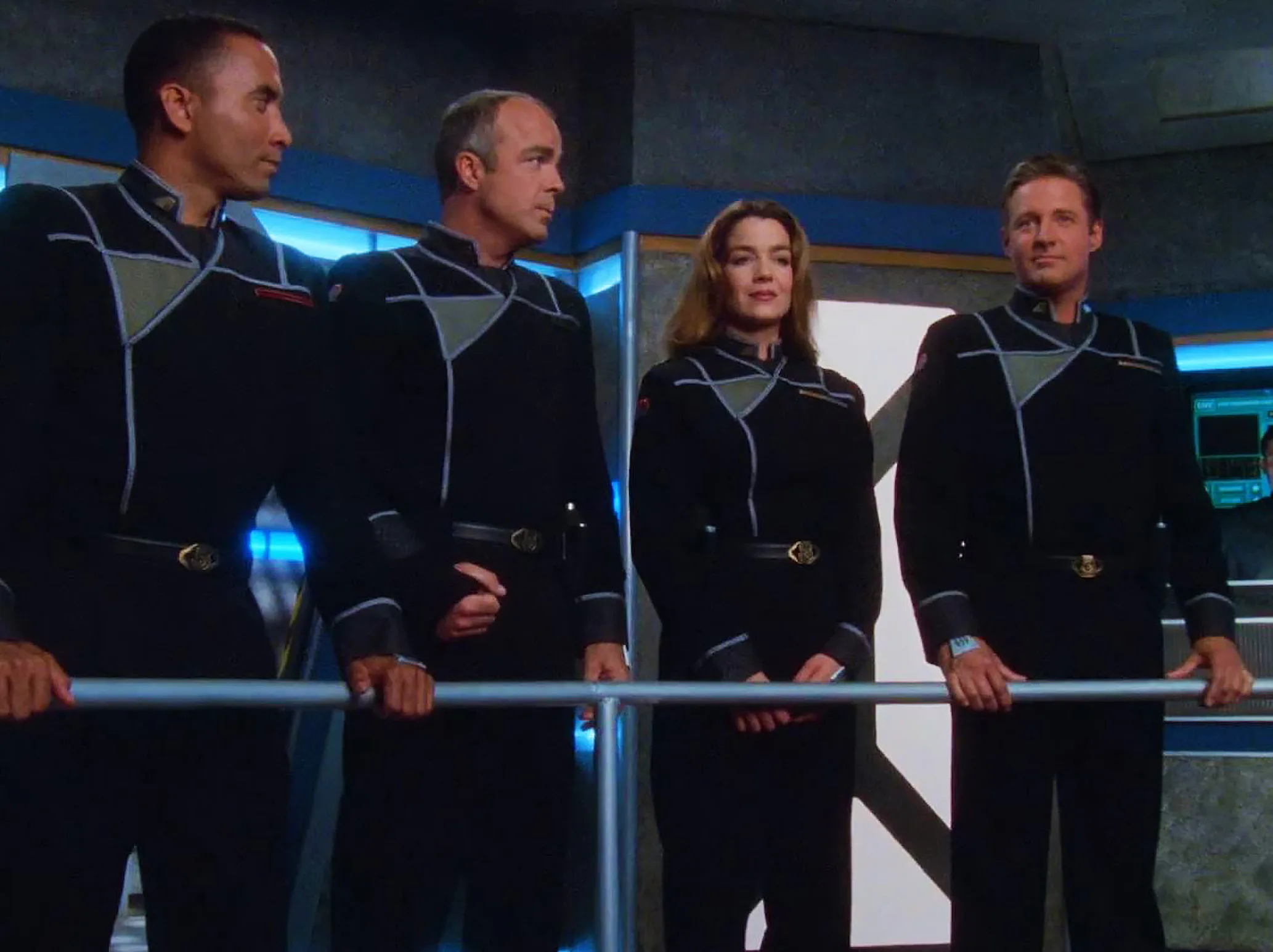 The 'Bablyon 5' crew in new uniforms for "Ceremonies of Light and Dark."