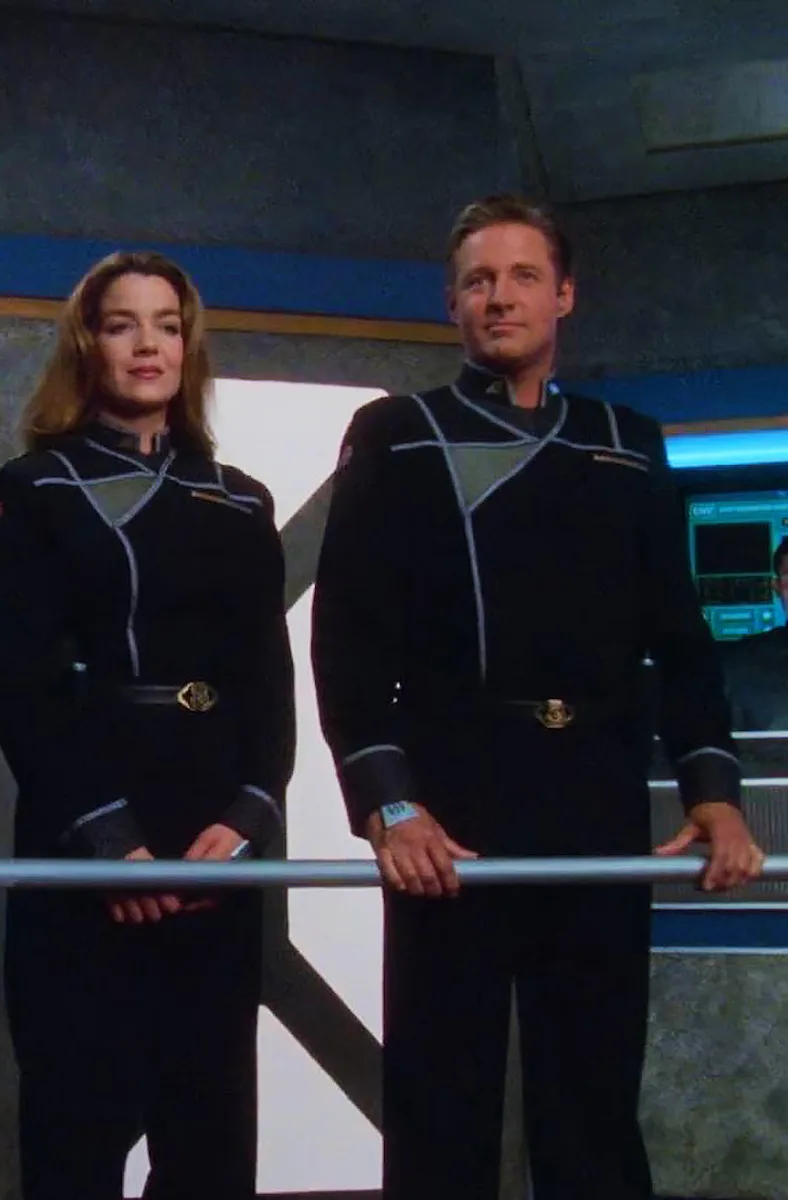 The 'Bablyon 5' crew in new uniforms for "Ceremonies of Light and Dark."