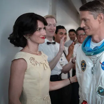 Shantel VanSanten as Karen Baldwin and Joel Kinnaman as Ed Baldwin in a flashback in 'For All Mankin...