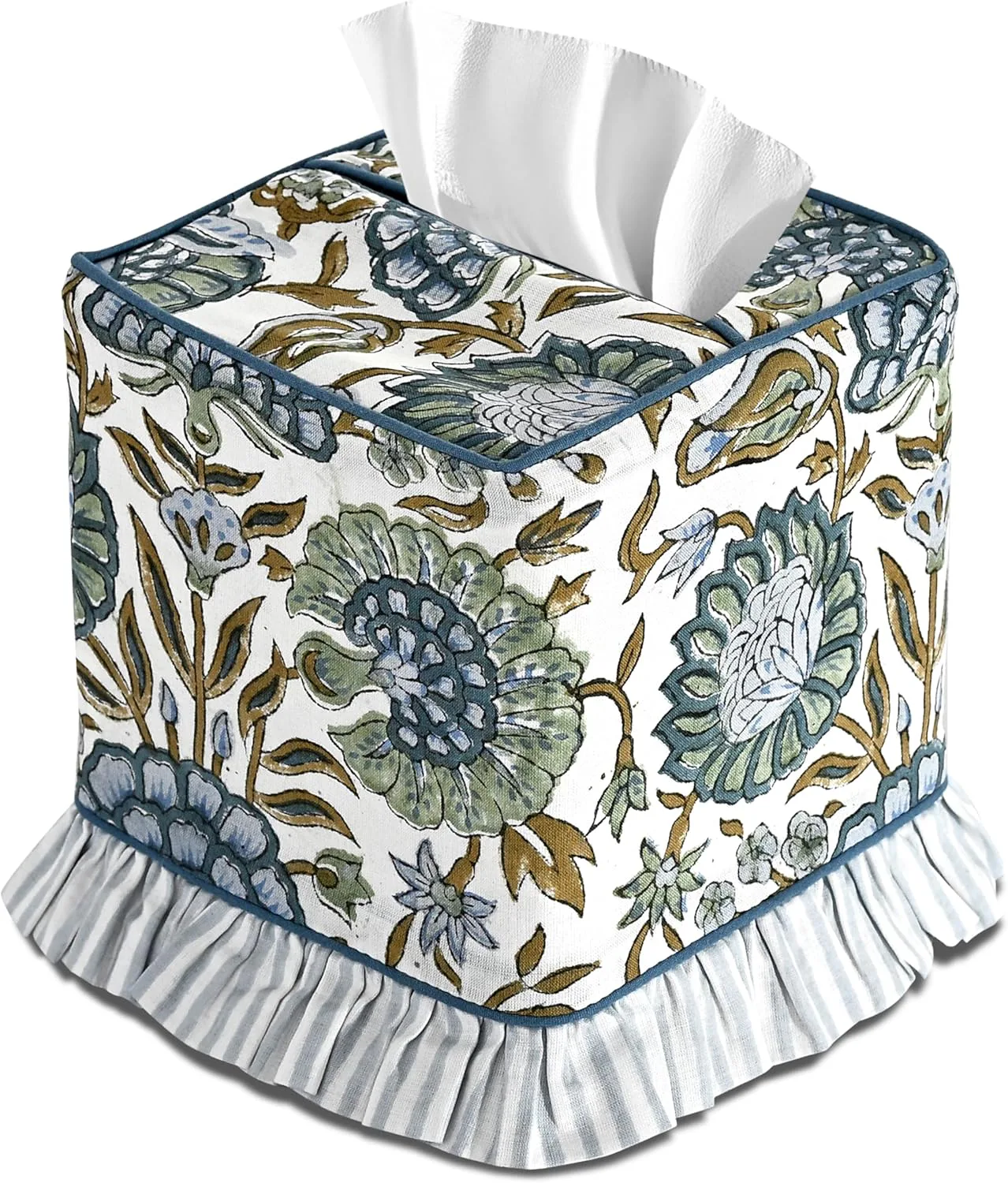 Ridhi Block Print Ruffle Tissue Box Cover