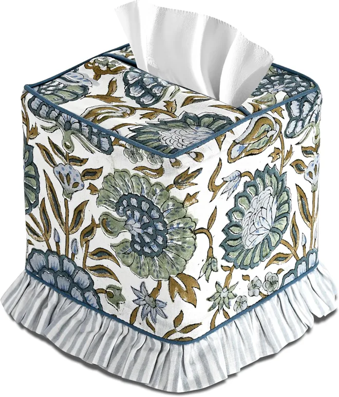 Ridhi Block Print Ruffle Tissue Box Cover