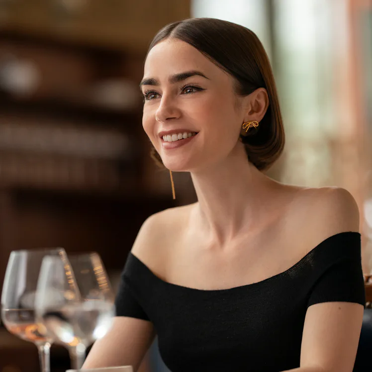 Lily Collins on Emily in Paris. Photo via Netflix