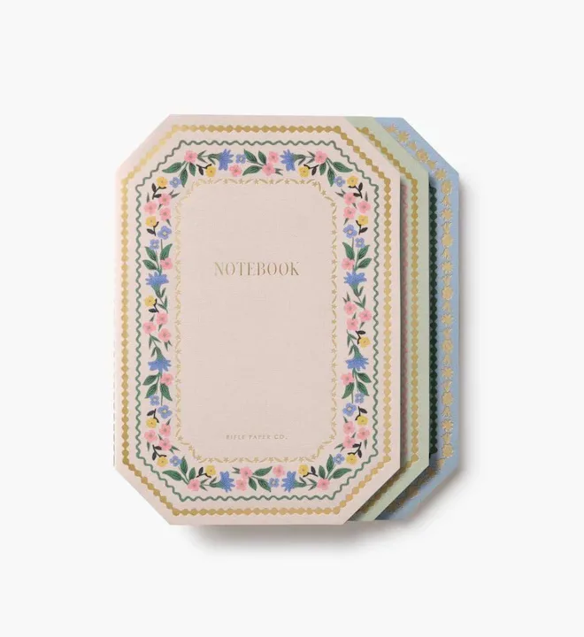 RIFLE PAPER CO. Gemma Stitched Notebooks (Set of 3)