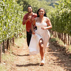 Halle Bailey and Regé-Jean Page in You, Me, & Tuscany. Photo via Universal Pictures