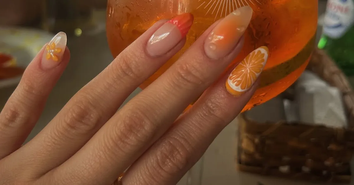 TikTok's "Aperol Spritz" Nails Are Buzzing For Summer