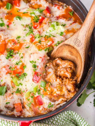 stuffed pepper casserole in a story about freezer meal recipes