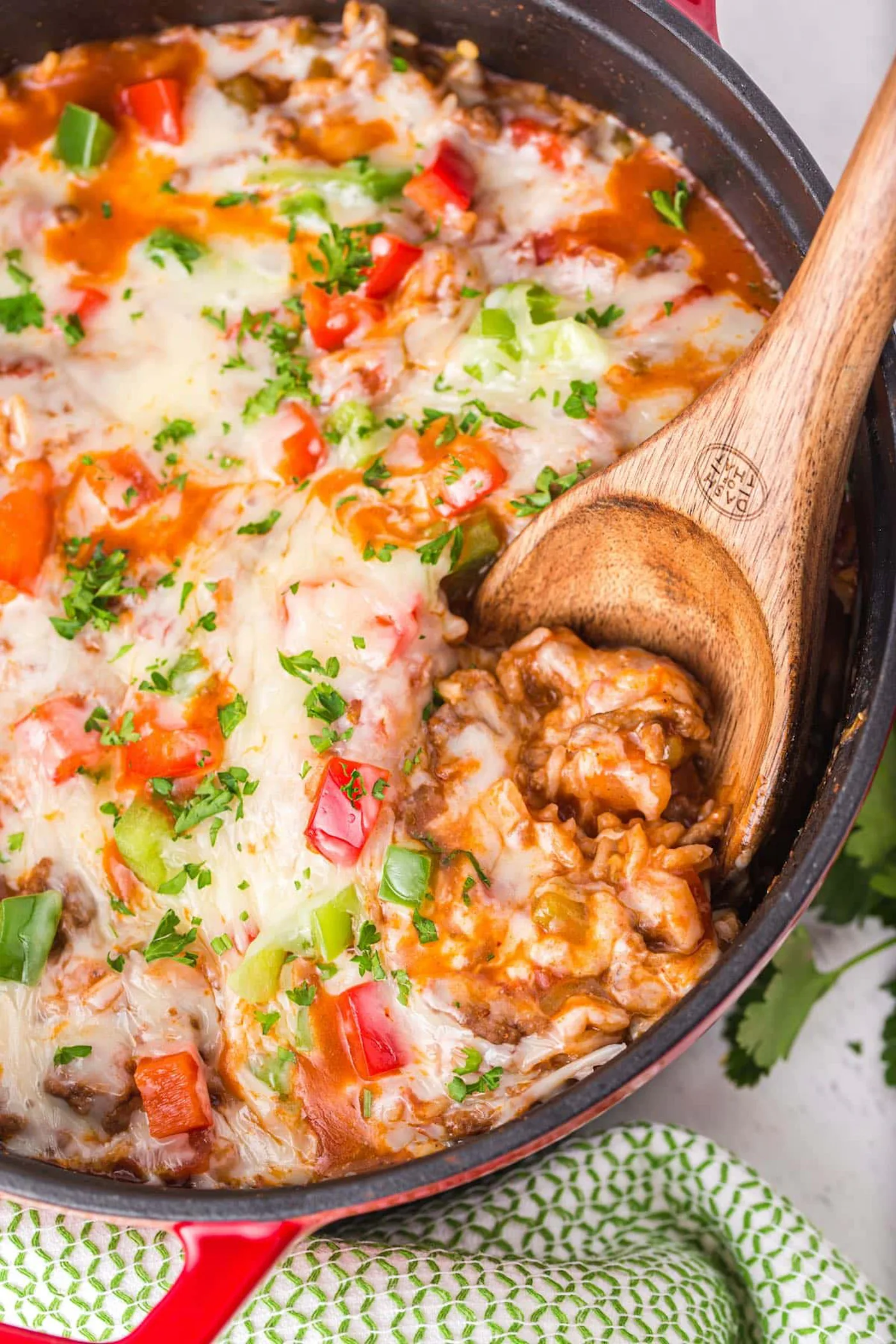 stuffed pepper casserole in a story about freezer meal recipes