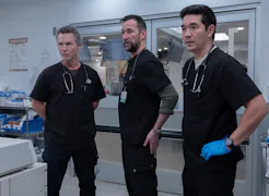 Shawn Hatosy, Noah Wyle, and Ken Kirby on The Pitt. Photo via HBO Max