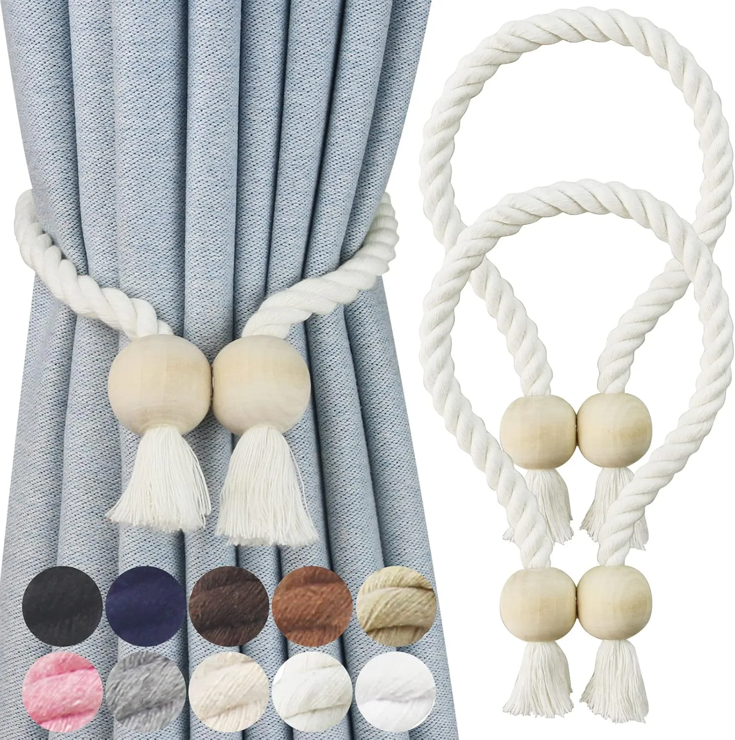 Nieffeiy Magnetic Curtain Tiebacks (2-Pack)