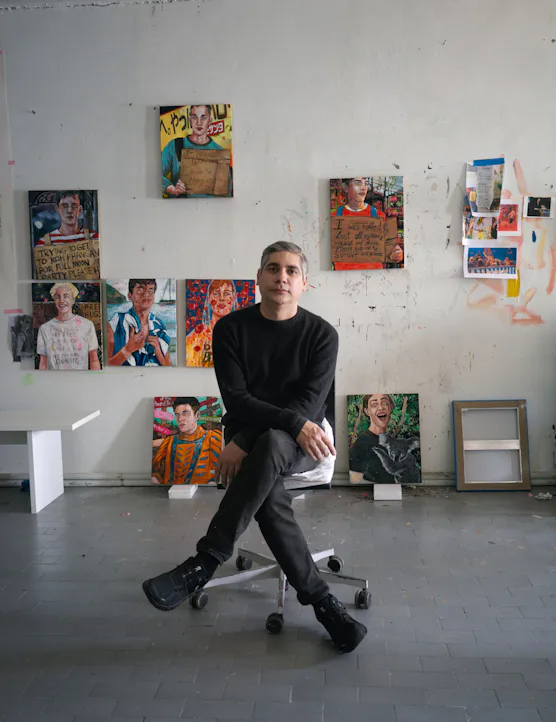 Hernan Bas photographed in his Art Studio for W Magazine