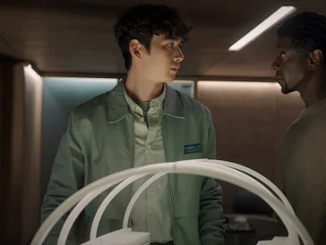 Sean Kaufman and Edi Gathegi in "For All Mankind," now streaming on Apple TV.