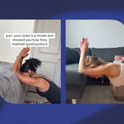 What to know about the viral "model stretch" for rounded shoulders.