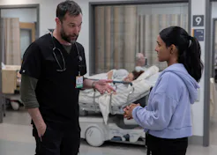 Noah Wyle and Shabana Azeez in The Pitt. Photo via HBO Max