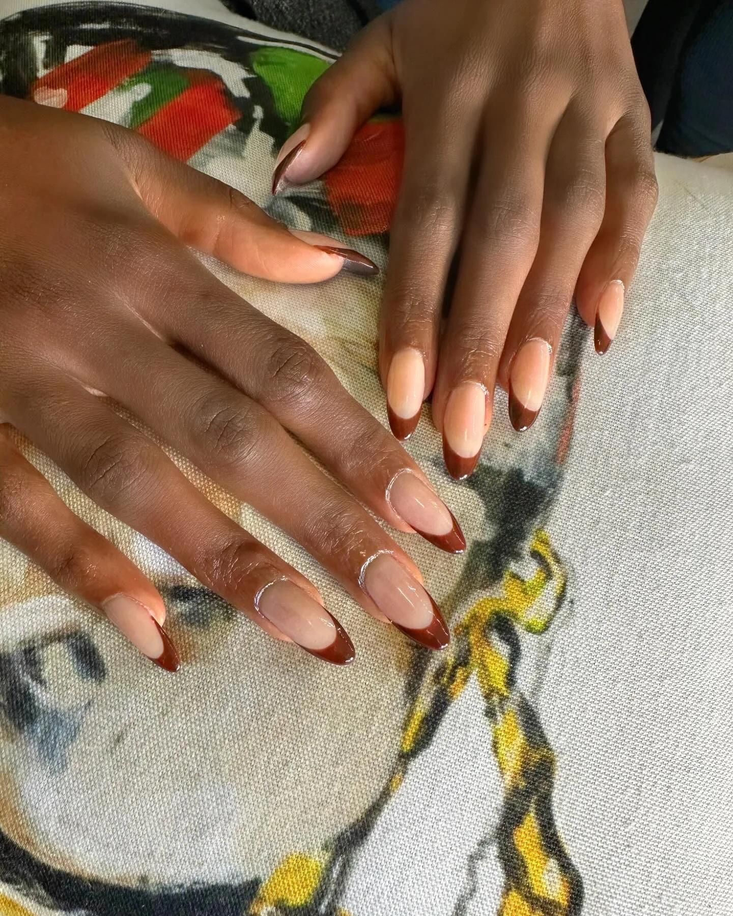 A brown French manicure, as seen on Issa Rae
