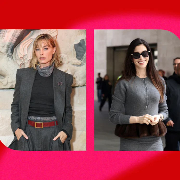 Margot Robbie and Anne Hathaway wearing groutfits in April 2026.