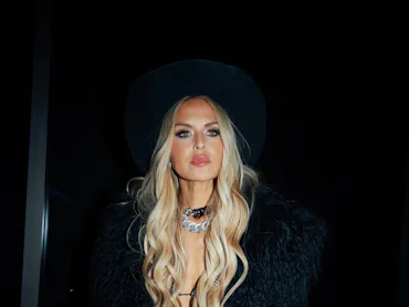 Rachel Zoe at Coachella in a black ensemble