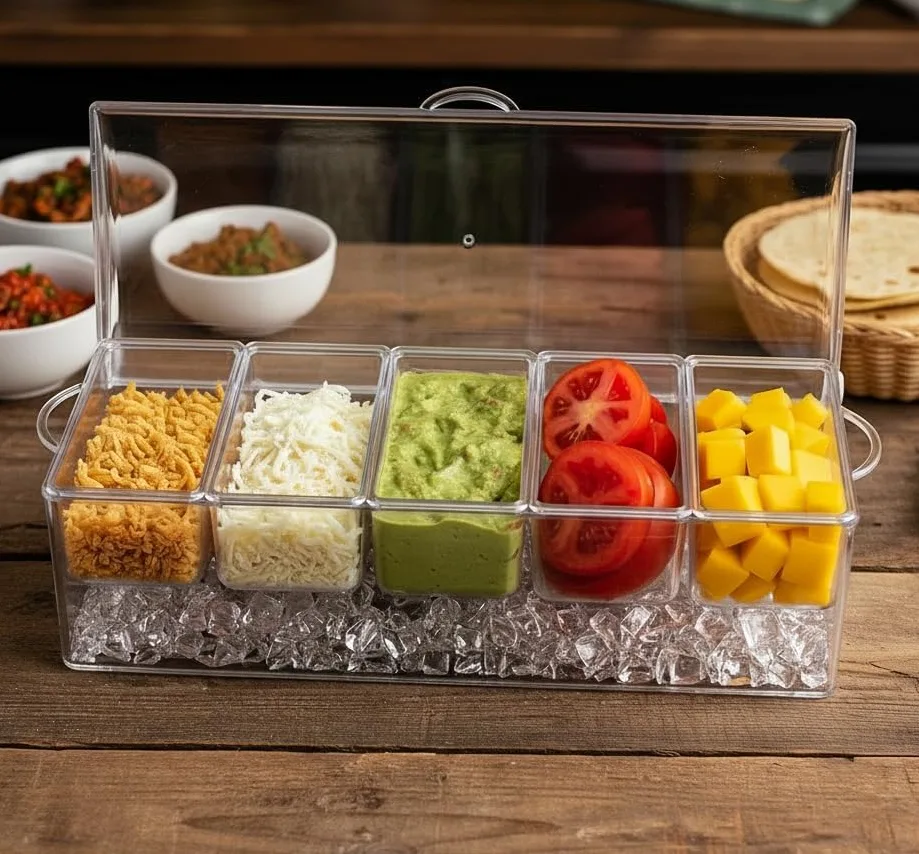 IVYHOME Ice Chilled Condiment Server Caddy