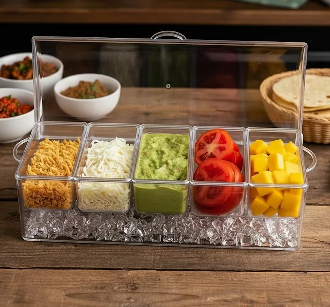 IVYHOME Ice Chilled Condiment Server Caddy