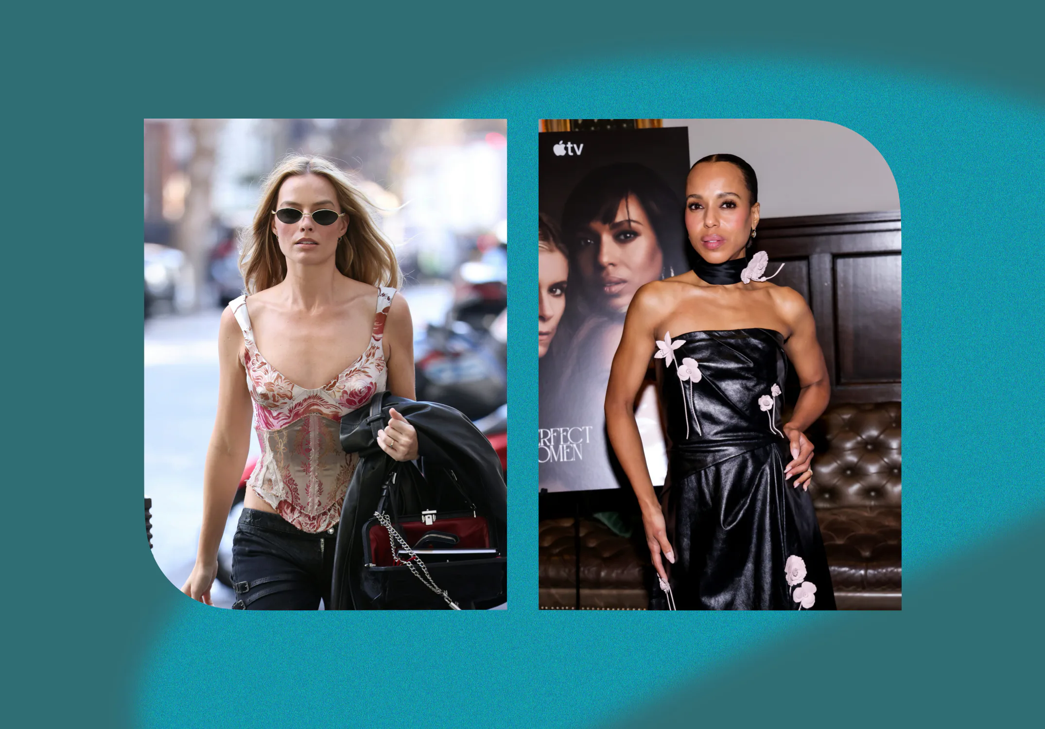 Margot Robbie and Kerry Washington wearing floral outfits in groundbreaking ways this spring.