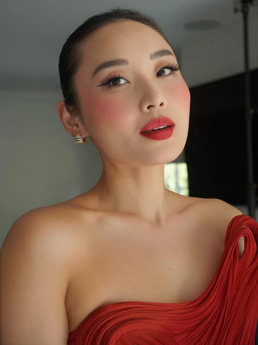 Li Jun Li with monochrome red makeup
