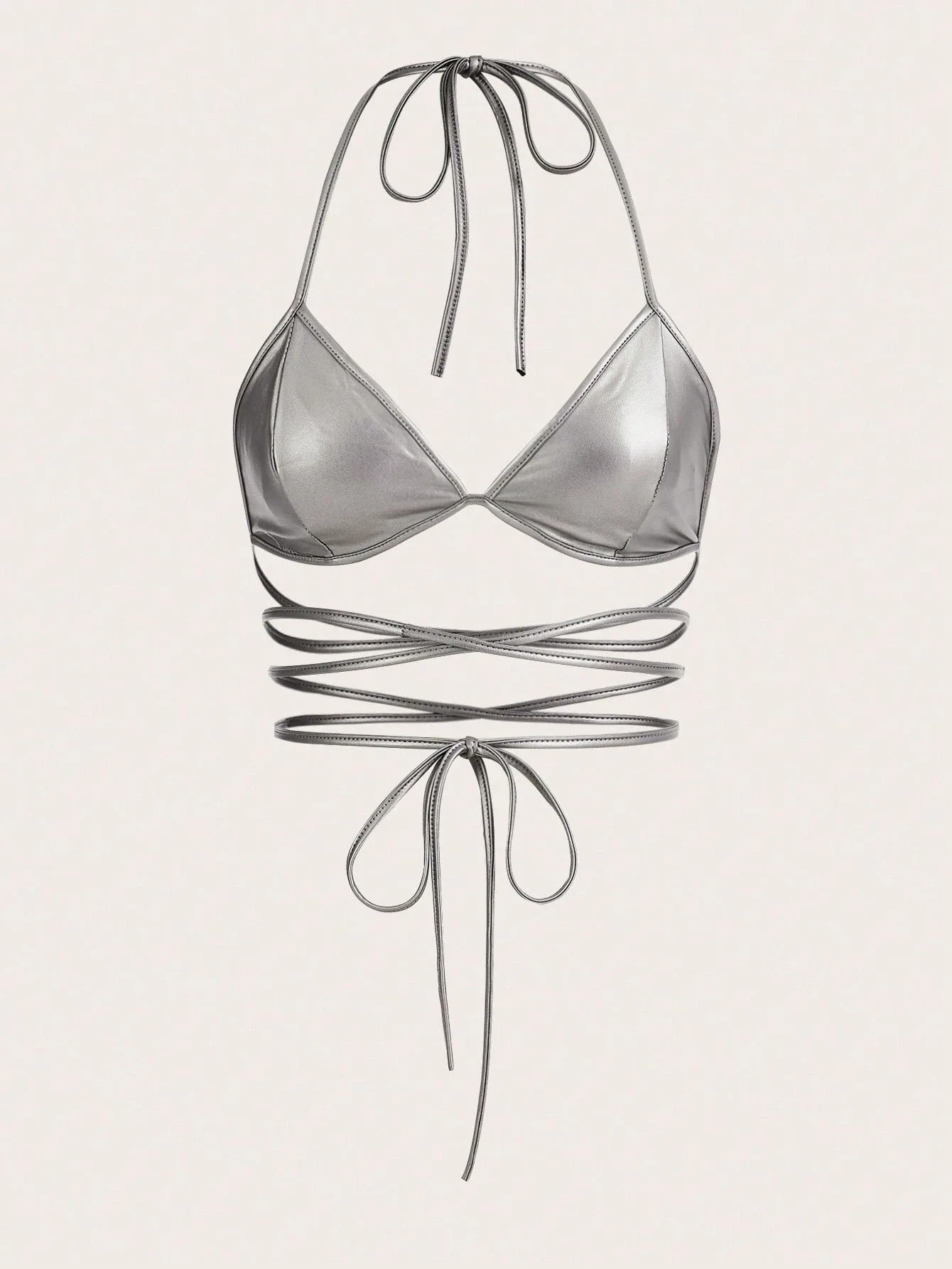 Metallic Wraparound Bikini Top