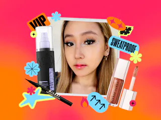Hana Hong wearing sweat-proof festival season makeup.