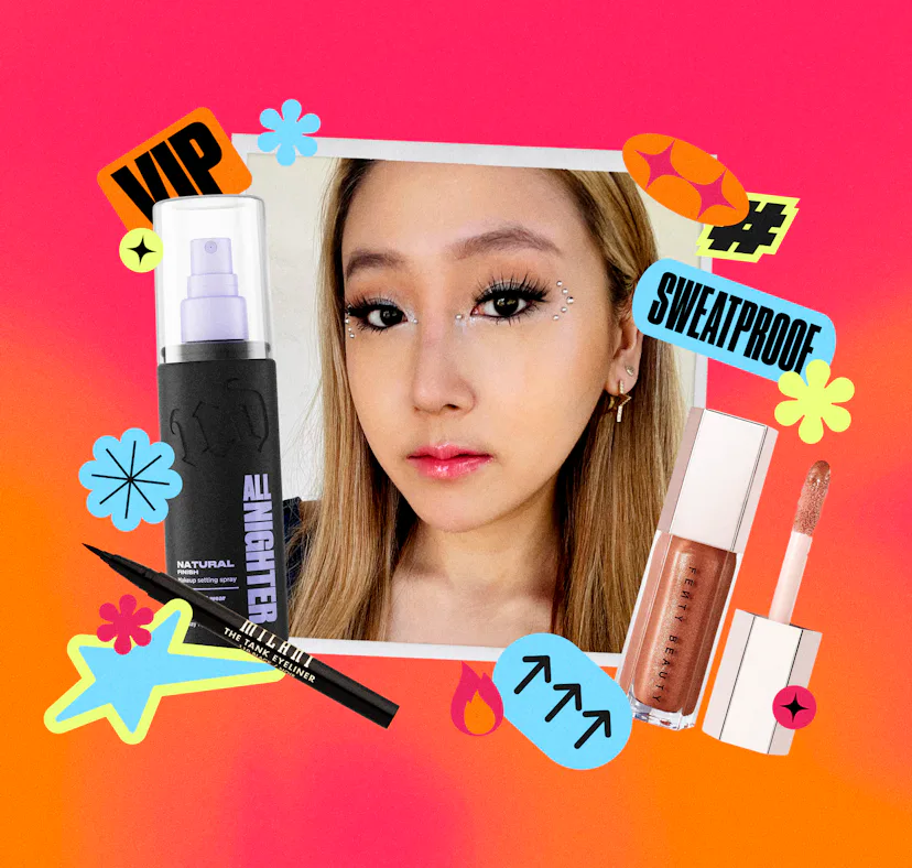 Hana Hong wearing sweat-proof festival season makeup.
