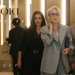 Anne Hathaway, Meryl Streep, and Stanley Tucci in The Devil Wears Prada 2. Photo via 20th Century St...