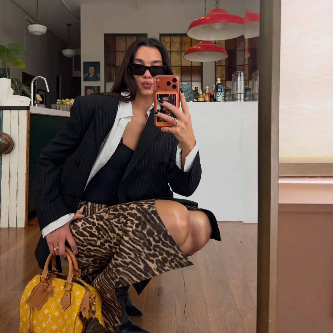 Dua Lipa poses for a mirror selfie in New York City