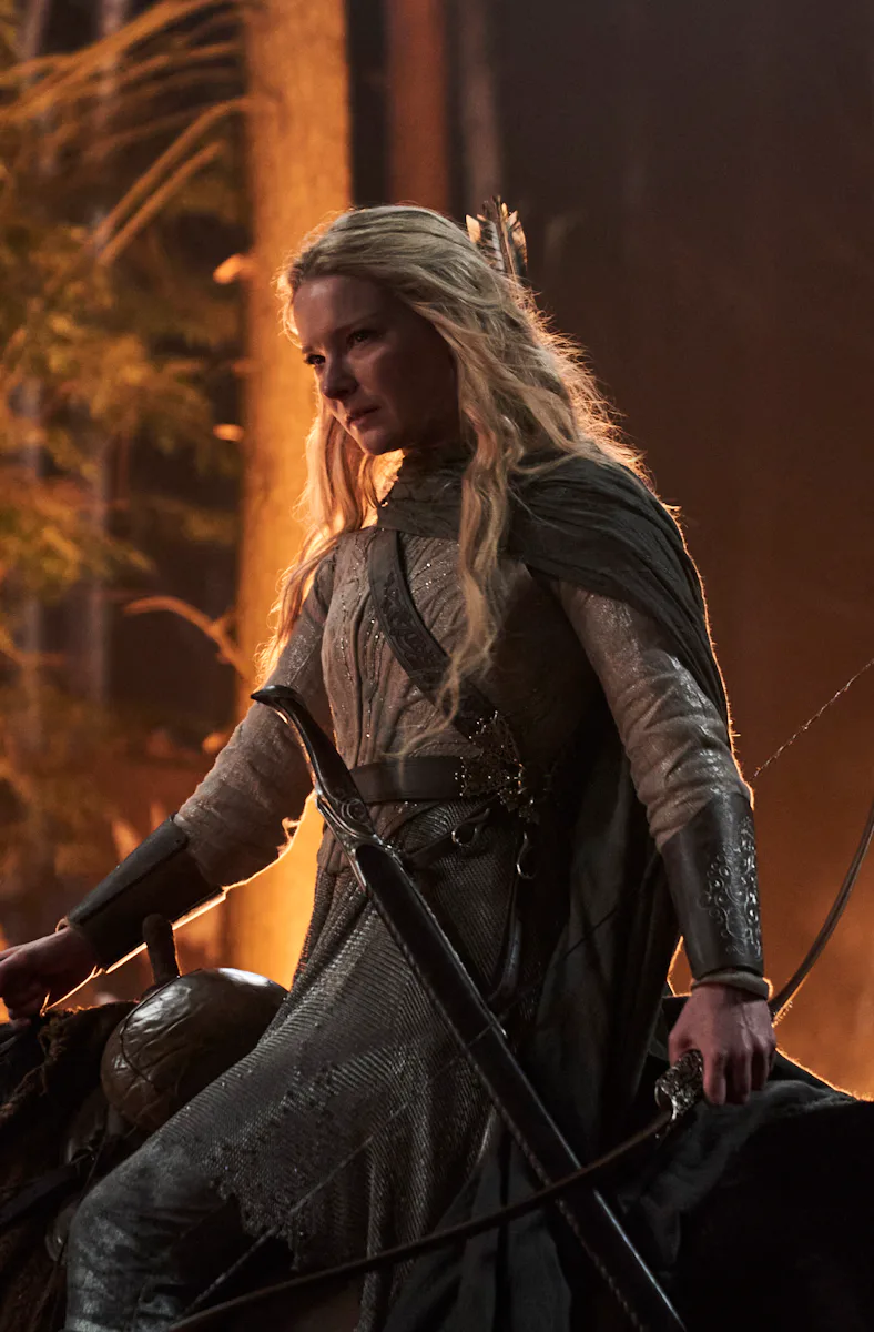 Morfydd Clark as Galadriel in The Lord of the Rings: The Rings of Power