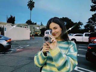 Victoria Justice using the viral Camp Snap 8 video camera.