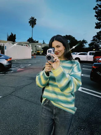 Victoria Justice using the viral Camp Snap 8 video camera.