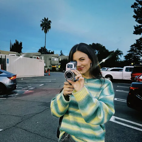 Victoria Justice using the viral Camp Snap 8 video camera.