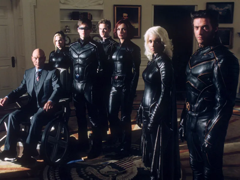 Patrick Stewart, Anna Paquin, James Marsden, Shawn Ashmore, Famke Janssen, Halle Berry, and Hugh Jac...