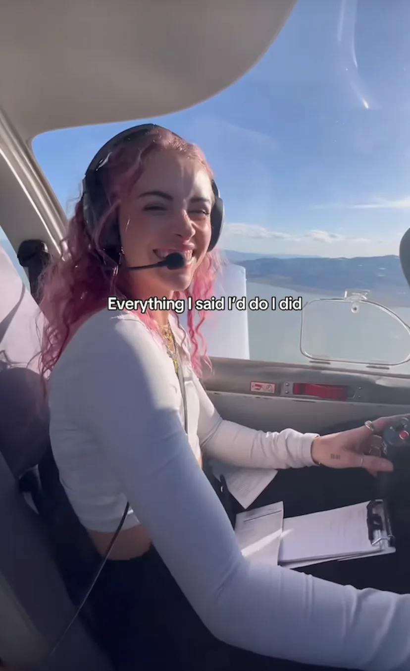 Young women getting their pilot's license.