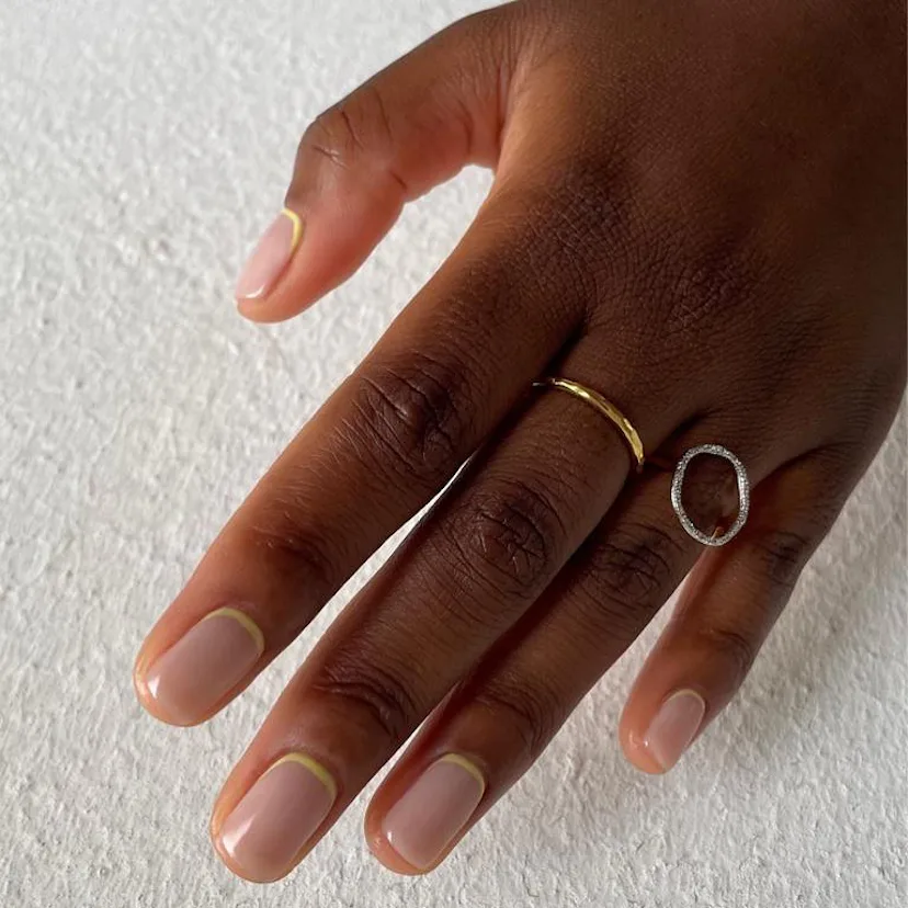 reverse french tip manicure