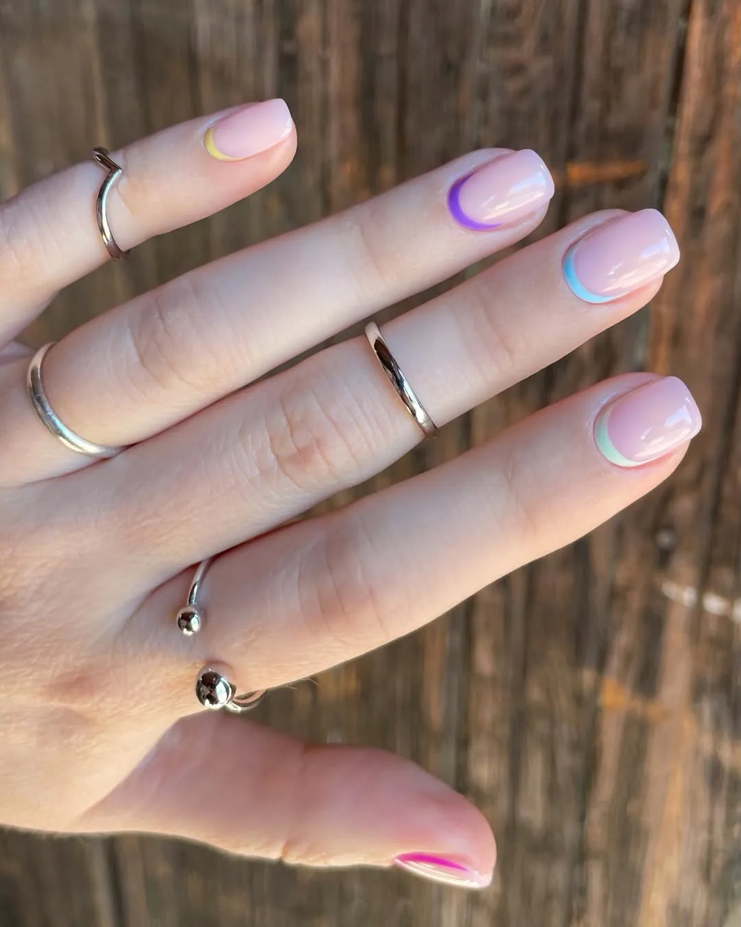 colorful reverse french manicure designs