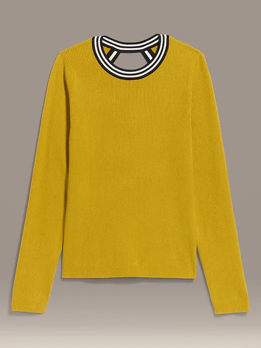 Long-Sleeve Back Keyhole Sweater