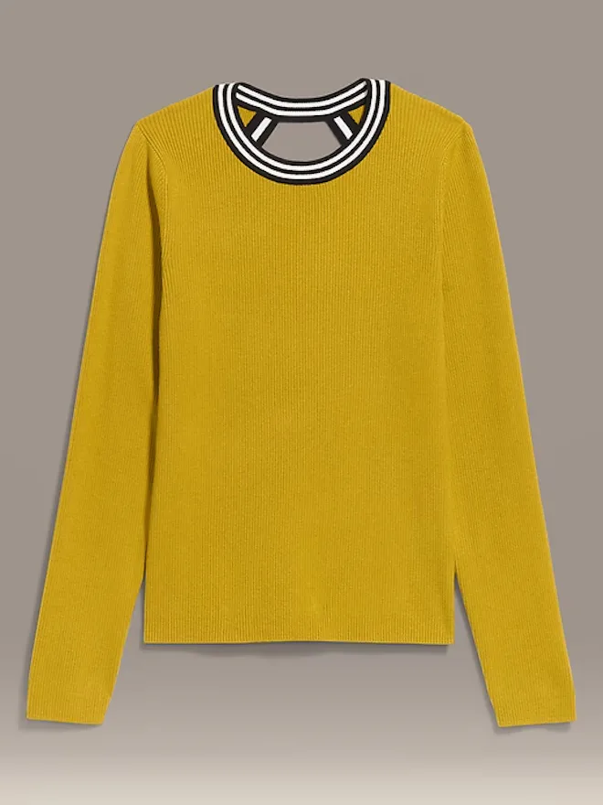 Long-Sleeve Back Keyhole Sweater