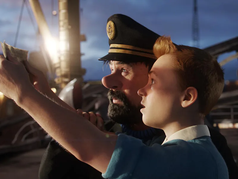 Captain Haddock (Andy Serkis) and Tintin (Jamie Bell) in The Adventures of Tintin