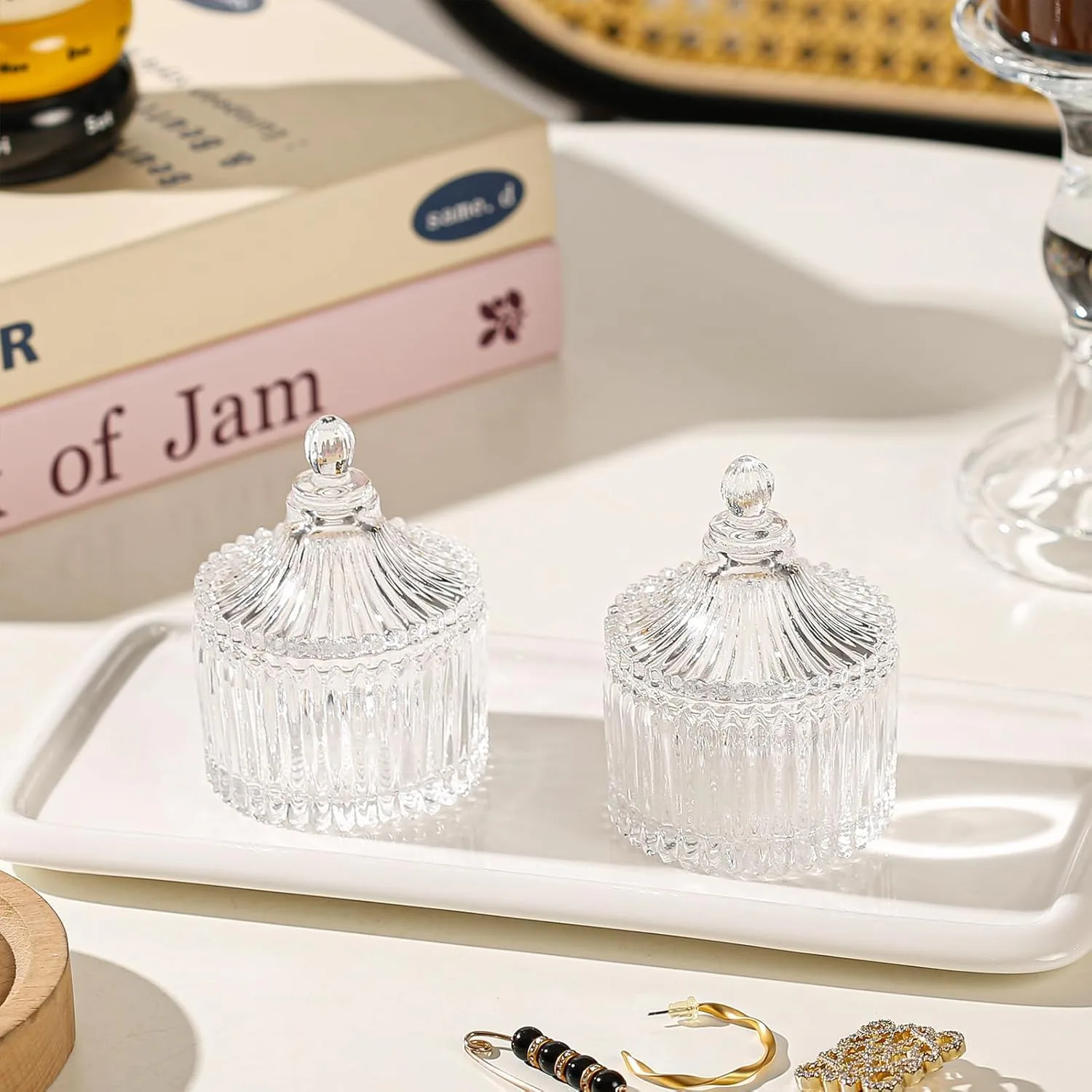 Binoster Vanity Organizer Glass Jars (2-Pack)