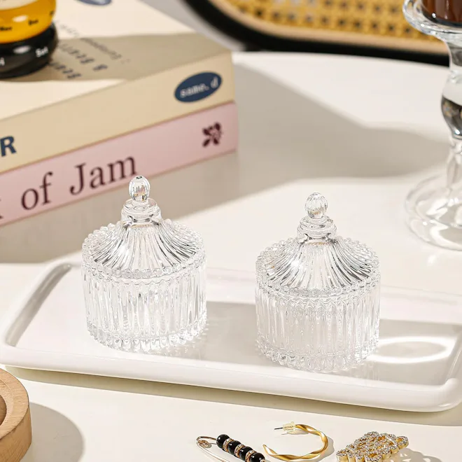 Binoster Vanity Organizer Glass Jars (2-Pack)