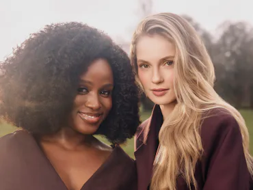 Masali Baduza and Hannah Dodd, who lead Bridgerton 5 as Michaela and Francesca. Photo via Netflix