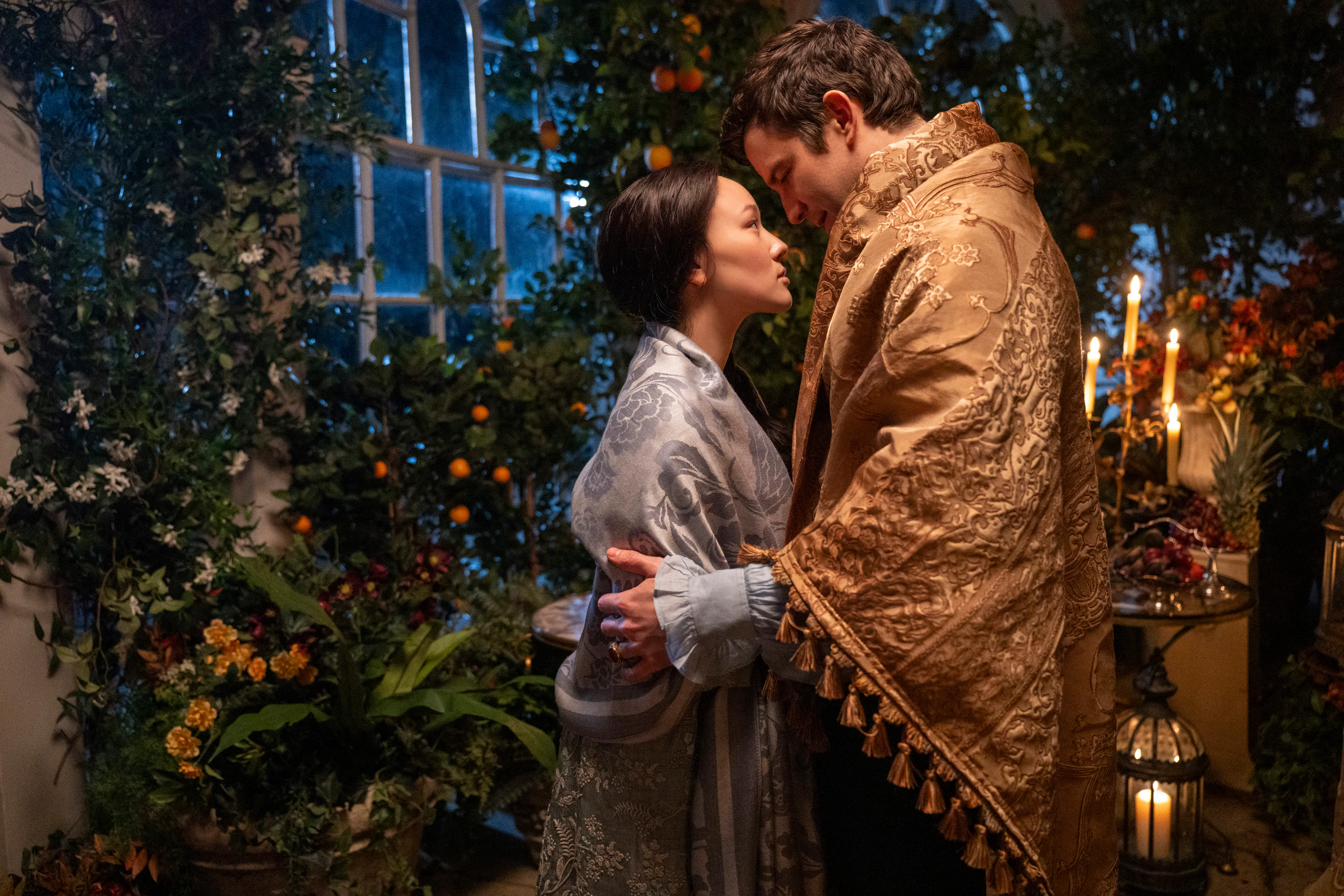 Sophie and Benedict in Bridgerton. Photo via Netflix
