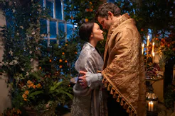 Sophie and Benedict in Bridgerton. Photo via Netflix