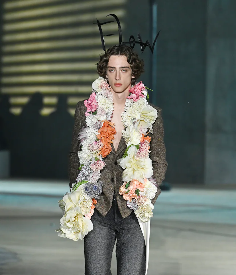 Model on the runway at the Dior 2027 Cruise Collection Show held at LACMA on May 13, 2026 in Los Ang...