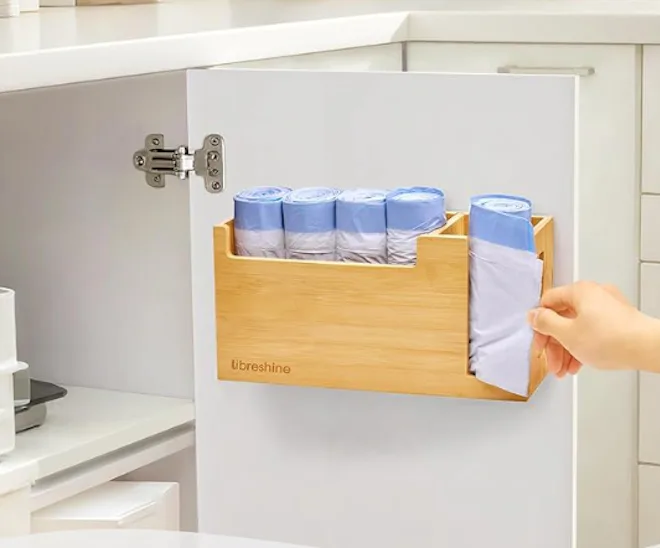 Libreshine Bamboo Trash Bag Dispenser & Holder