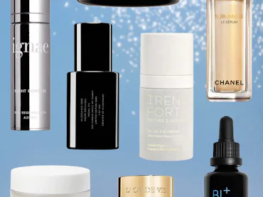 A collage of beauty products powered by hyper-local super ingredients