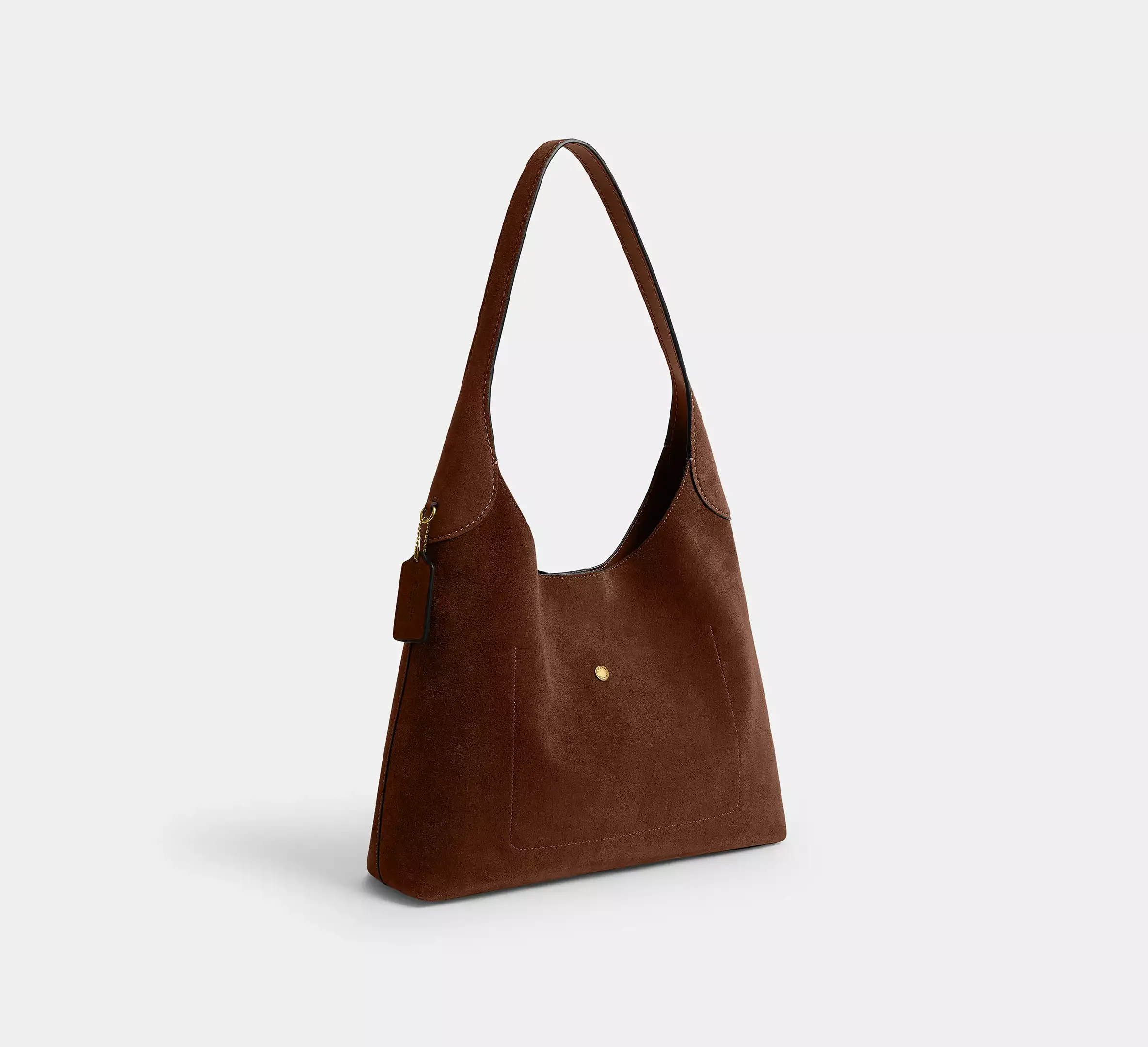 Coach Brooklyn 34 bag in luxe brown suede.