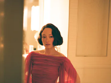 Havana Rose Liu in red balenciaga dress